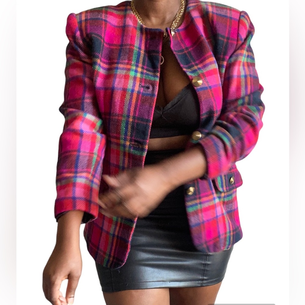 Vintage wool plaid blazer